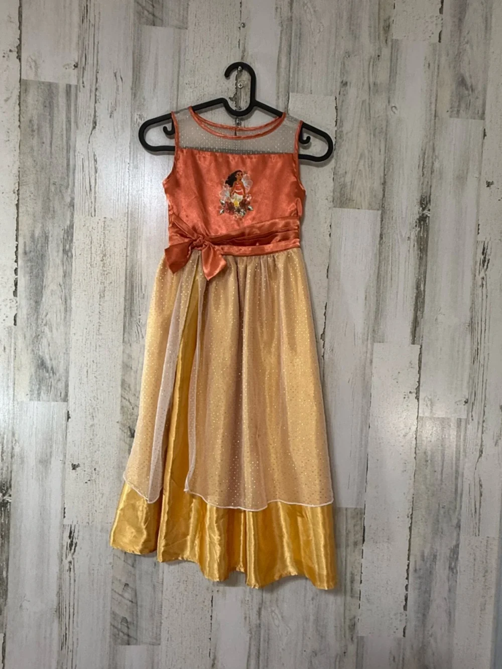 Moana Inspired Costume Dress Gold Orange Satin - Picture 10 of 15